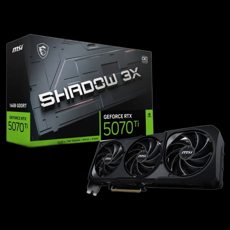 MSI GeForce RTX 5070 Ti SHADOW 3X OC - 16GB, черный цвет