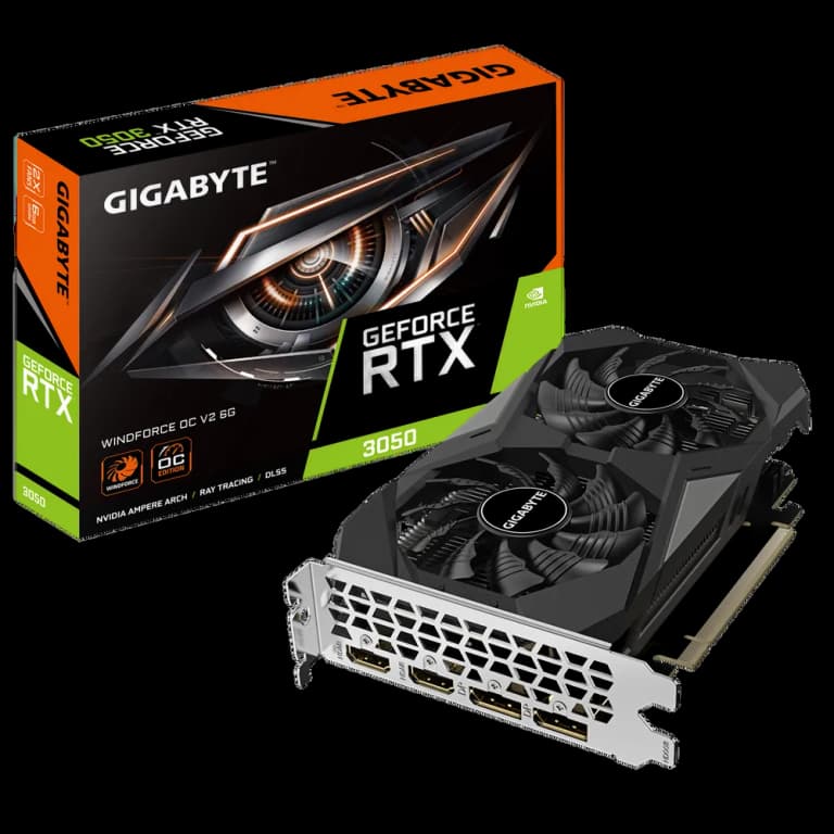 Gigabyte GeForce RTX 3050 WINDFORCE OC - 6GB, черный цвет