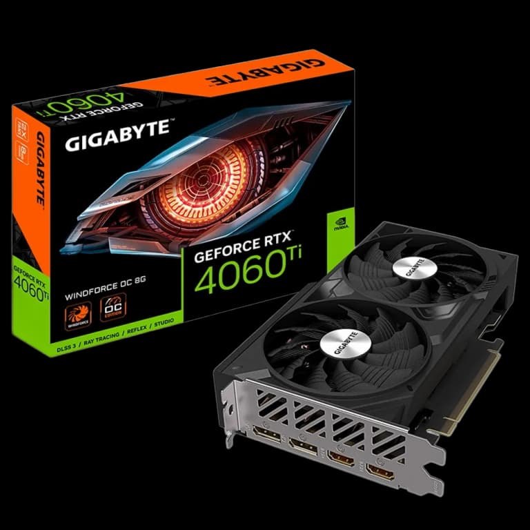 Gigabyte GeForce RTX 4060 Ti WINDFORCE OC - 8GB, черный цвет
